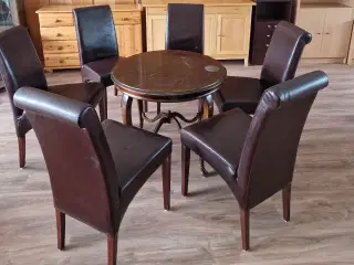 8 stk. Ergonomiske spisestole af brunt skind. 