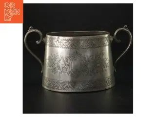 Dekorativ antik Tin sukkerskål (str. Længde, 21,5 cm)