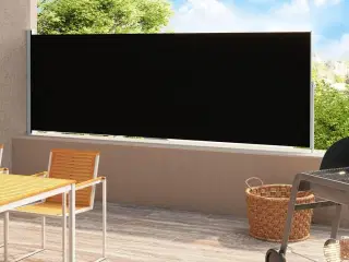 Sammenrullelig sidemarkise til terrassen 180x500 cm sort