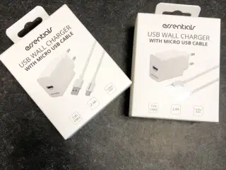 OPLADER og KABEL. Kabel = MICRO USB til USB-A