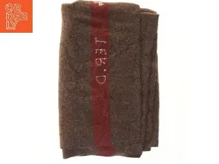 Uldtæppe med rød stribe (str. 120x160 cm)