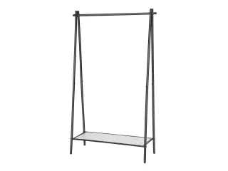 Tøjstativ – SONGMICS, stål, med bøjlestang og bundhylde, 92,5 × 33,5 × 153 cm, mat sort (HSR23BK)