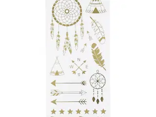 Indianske stickers i guld - 10x24 cm ark