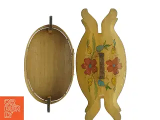 Antik svensk håndlavet almue malet blomster mad tejne. Træ æske madkasse (str. 29 x, 12 cm)