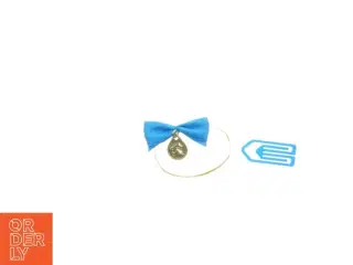 Guldarmbånd med blå sløjfe og klips (str. 4 cm)