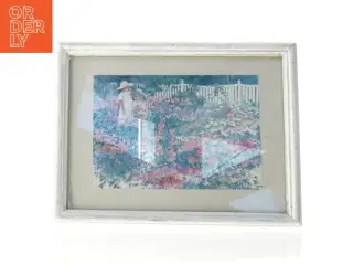 Indrammet billede med have motiv (str. 27 x 21 cm)