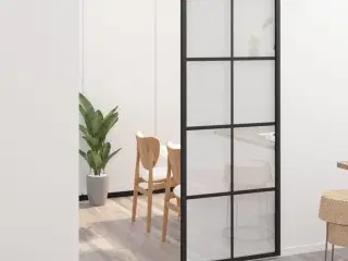 Skydedør 76x205 cm aluminium og sikkerhedsglas sort