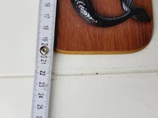 ⭐️- Retro Havfrue Relief i Metal på Teaktræ 
