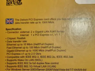  DELOCK PCI Express kort 2 X Gigabit LAN