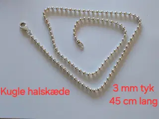 Flot kugle halskæde og armbånd 925 Sterling sølv 
