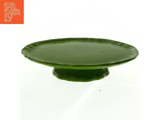 Grøn keramik kagefad (str. Ø. 33 cm)