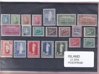 Island Samling - 21 Stk. - Postfrisk