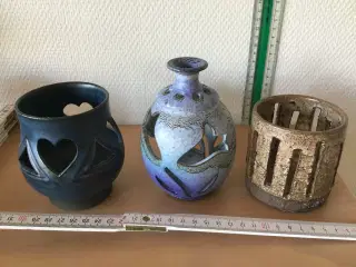 3 x keramik til fyrfadslys