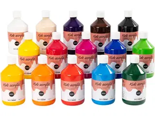 Akrylmaling Blank, ass. farver, 15x500ml/ 1 pk.