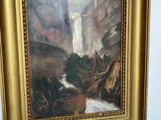 Maleri vandfald ukendt maler