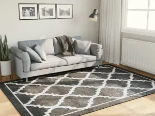 Gulvtæppe 160x230 cm vaskbart og skridsikkert sort og hvid