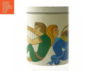 Dekorativ metaldåse med illustrationer fra Irma (str. Ø. 11. cm. længde. 15 cm)