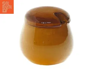 Keramik sennepskrukke med låg (str. 6,5 cm)