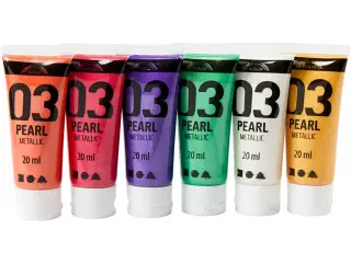 Akrylmaling Metallic, metallic, suppleringsfarver, 6x20ml/ 1 pk.