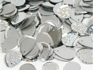 Sølv Dråbeformede Pailletter 14x19 mm - 50g