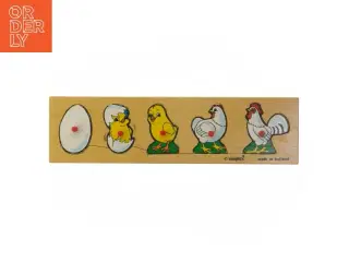 Træpuslespil med kyllinge-motiv (str. 29,5x8 cm)