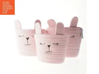 Sæt med kurve i lyserød med kaninmotiv fra Dacore (str. Ø. 26 cm. længde. 20 cm)