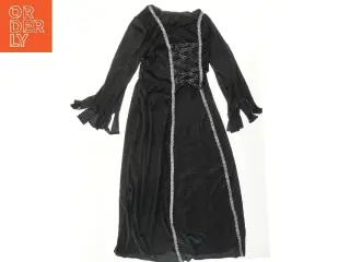 Halloween udklædning Sort kjole med hætte (str. 140)