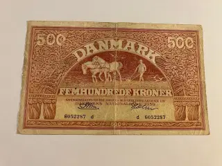 500 Kroner 1959 - 2 små huller i midten