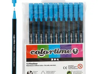 Colortime Fineliner Tusch Lyseblå 12 stk. 0,6-0,7 mm