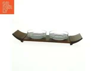 Palisander Serveringsbakke med glas skåle (str. 38 x 11,5 cm)