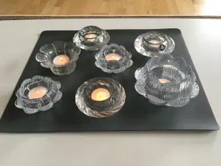 7 dekorative Royal Copenhagen og Holmegaard fyrfad