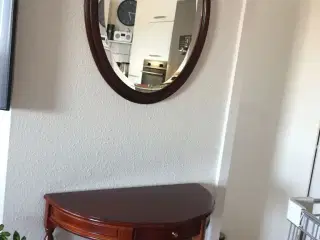 Konsolbord og spejl - lakeret brun