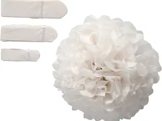 Papirpomponer, diam. 20+24+30 cm, 16 g, hvid, 3stk./ 1 pk.