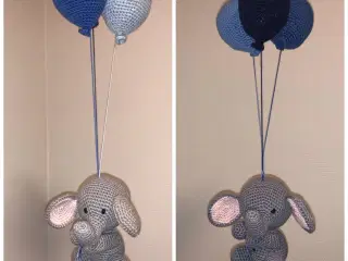 Hæklet elefant med balloner