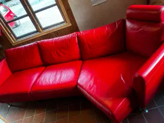 Rød lædersofa
