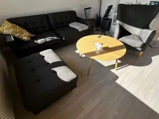 Sofa, puf og lænestol 