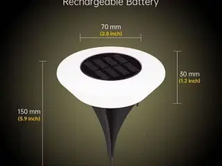 8 stk. Rund solcelledrevet havelampe LED IP65