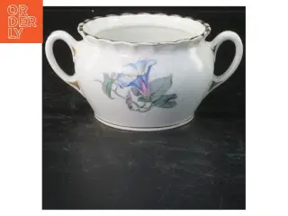 Porcelænsskål med håndtag og blomstermotiv fra B & G Decor (str. 16x7x11 cm)