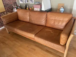 Mogens Hansen 3-pers sofa i brun læder – tremmesof