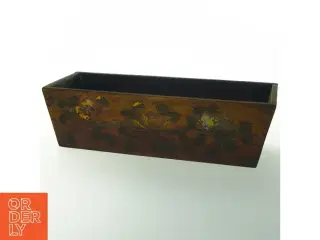 Antik blomstret træ kasse (str. 34x14 cm)