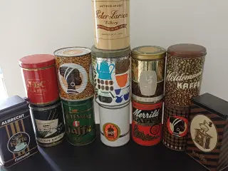 13 Gamle kaffedåser sælges