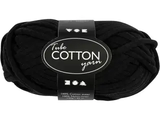 Sort Tubegarn 100g - 45m til Strik og Hækling