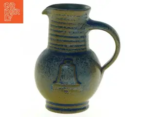 Saltglaseret Stentøjskande med klokke (str. 13 x 8 cm)