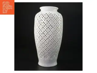 Hvid Hulmønstret gennembrudt Vase (str. 31 x 15 cm)
