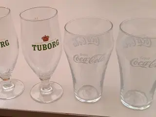 Reklameglas Tuborg og Coca Cola