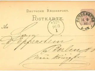 Sønderborg. LUX-stempel på brevkort, 1880