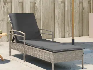 Liggestol med hynde 63x200x81 cm polyrattan lysegrå
