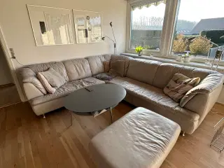 Hjørnesofa lysegråt læder