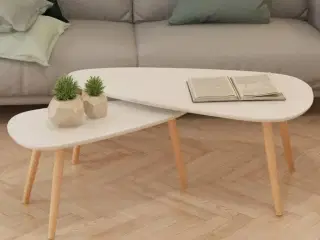 Sofabordssæt i 2 dele massivt fyrretræ hvid
