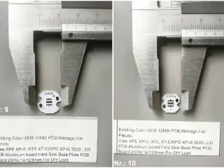 Cree LED PCB heatsink pads og Linse